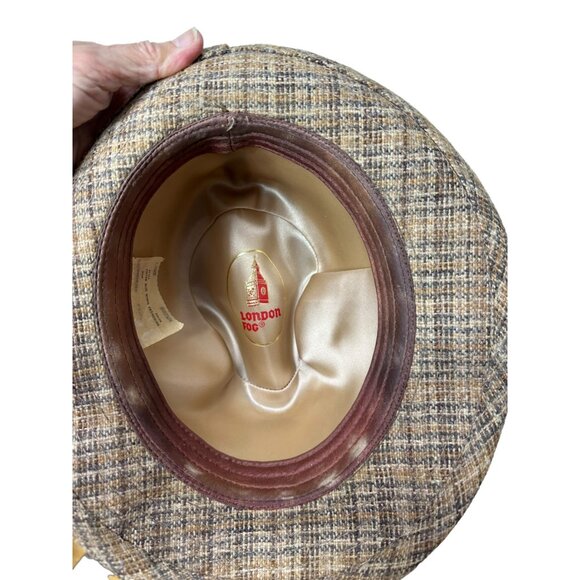 Vintage wool tweed fedora hat with feathers by London Fog Size 7 - Picture 6 of 6